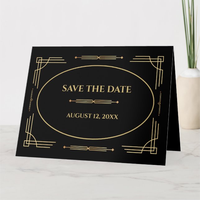 Art Déco Moderne Enregistrer La Date Invitation (Devant)