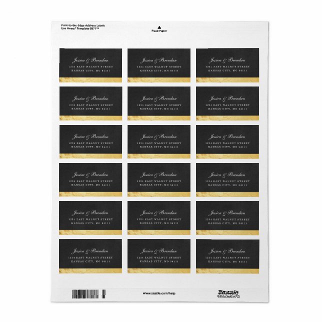 Art Déco moderne Étiquette de adresse de mariage o (Feuille entière)