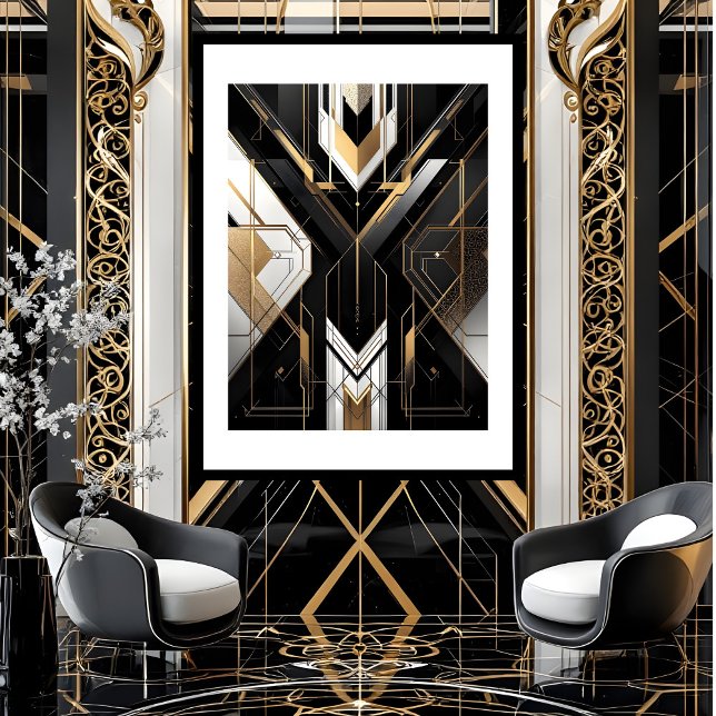 Art Déco Moderne Géométrique or noir blanc (Créateur téléchargé)