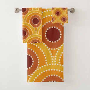 Art Déco Motif Brown Jaune Jaune Soleil Orange