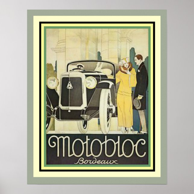 Art Déco Motobloc Bordeaux Poster 16 x 20 (Devant)