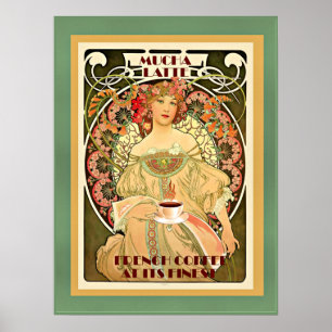 Art déco Mucha Latte poster vintage