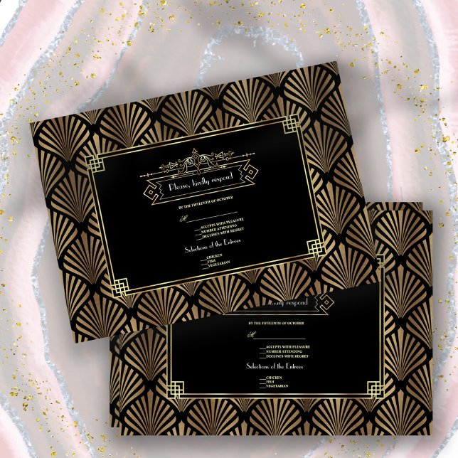 Art Déco Noir des années 1920 Mariage RSVP (Créateur téléchargé)