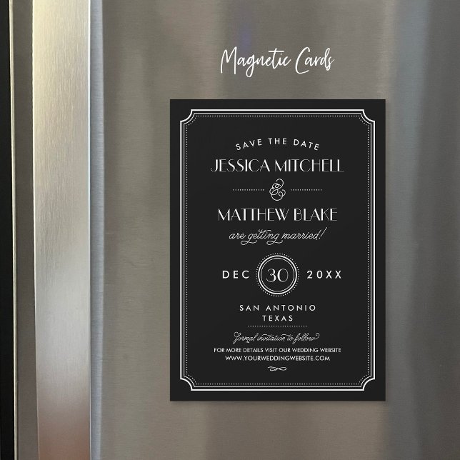 Art déco noir et blanc Enregistrer la date (Créateur téléchargé)