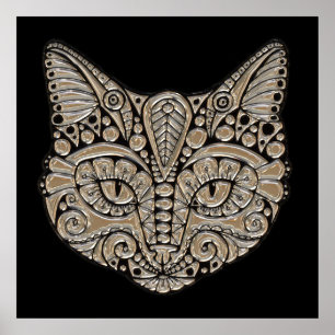 Art déco or et chat de style égyptien noir