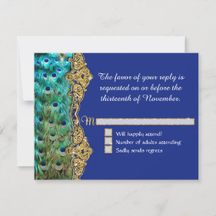 Art Déco Peacock Glam Old Hollywood Blue RSVP