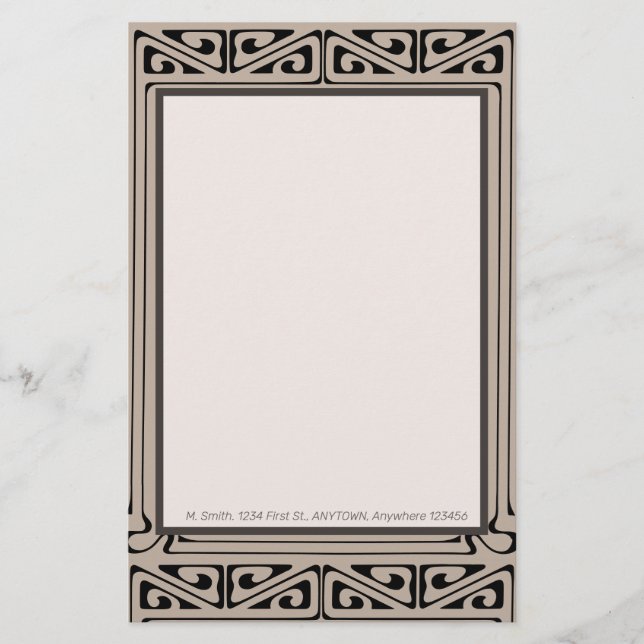 Art Déco Personnalisé Noir, Brown, Crème (Devant)