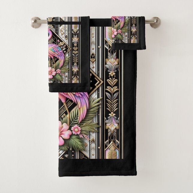 Art Deco Pink and Rainbow Flamingo  (En situation)