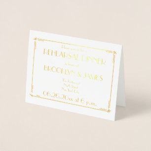 Art Déco Real Gold Foil Mariage Invitations de rép