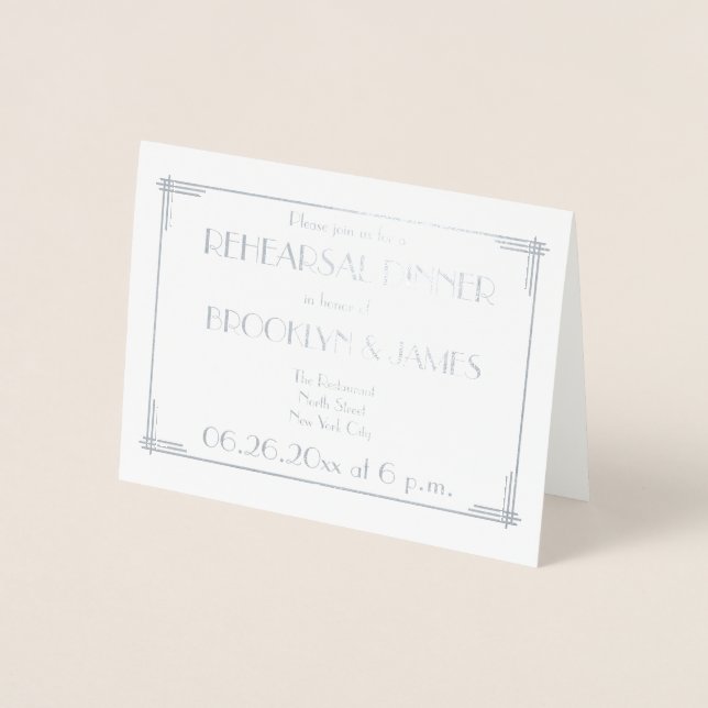 Art Déco Réel Mariage Répétition Invitations (Devant)