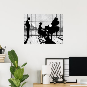 Art Déco silhouette de piano Noir et blanc