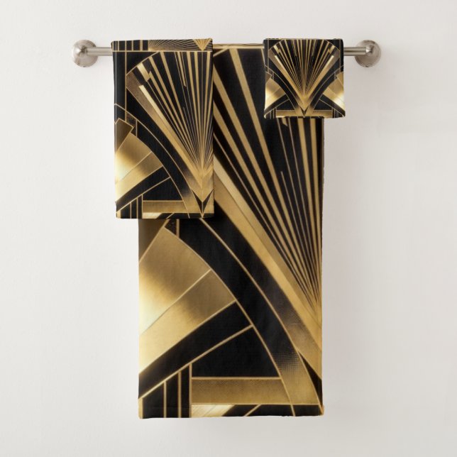 Art Déco Soleil Éclaté Noir Or Géométrique Luxe (En situation)