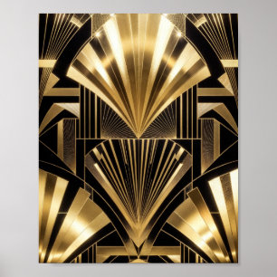Art Déco Soleil Éclaté Noir Or Géométrique Luxe