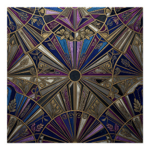 Art Déco Soleil Éclaté Violet Or