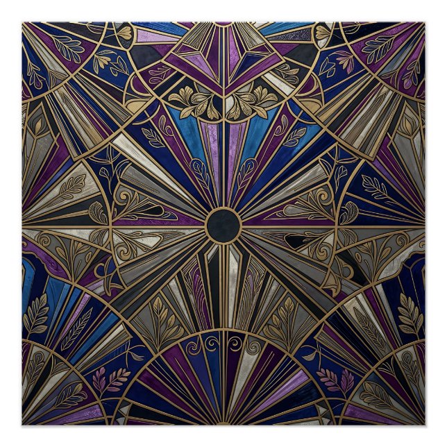 Art Déco Soleil Éclaté Violet Or (Devant)