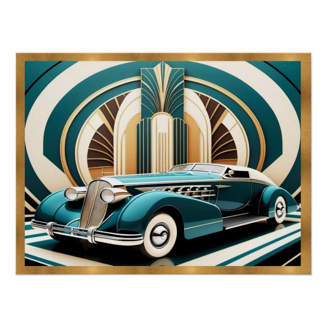 Art Deco Streamlined Car Poster (Devant)