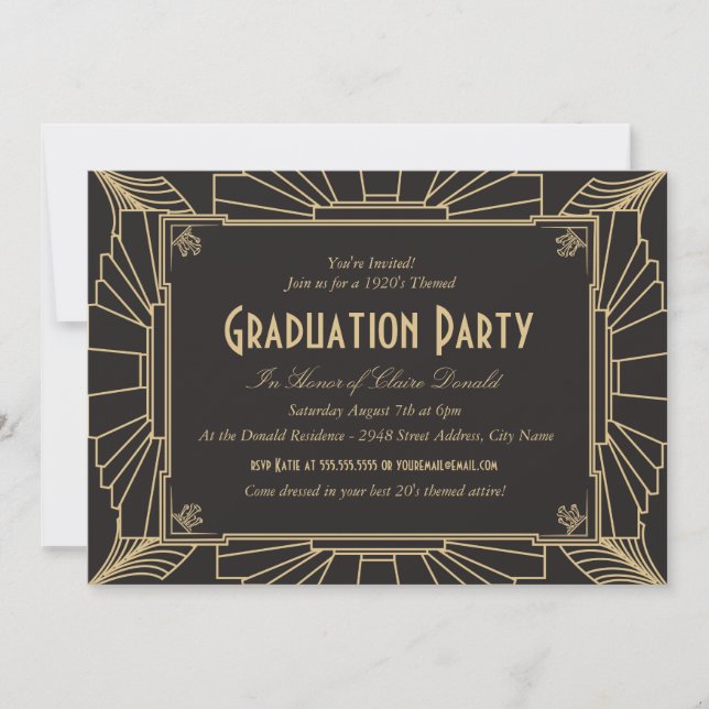 Art Déco Style Graduation Party Invitation (Devant)