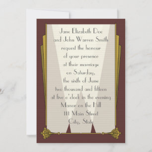 Art déco swanky en Faire-part de mariage rouge