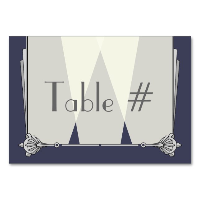 Art déco swanky sur carte table bleue (Devant)