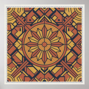 Art Déco Terre Cuite Jaune Moutarde Soleil Radieux