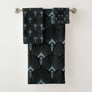 Art déco turquoise, motif Art nouveau, noir Art d