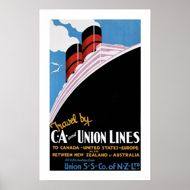 Art Deco Union Lines Poster (Devant)