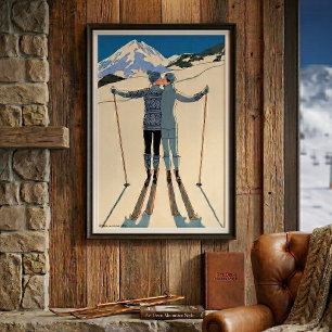 Art Déco vintage, Amants dans la neige par George 