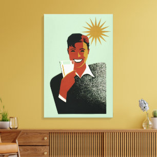 Art Déco Vintage, Homme au cocktail au soleil
