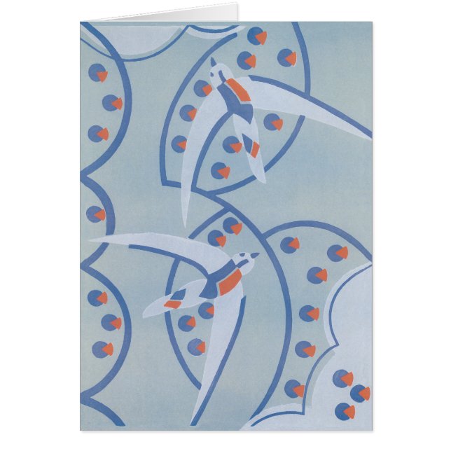 Art Déco Vintage Jazz Pochoir Oiseaux Motif Animal (Devant)