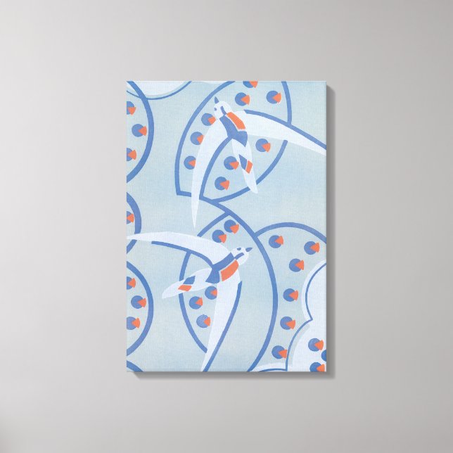 Art Déco vintage Jazz Pochoir Oiseaux Motif animal (Recto)