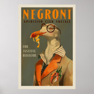 Art Déco vintage Negroni Seagull Cocktail Bar Art