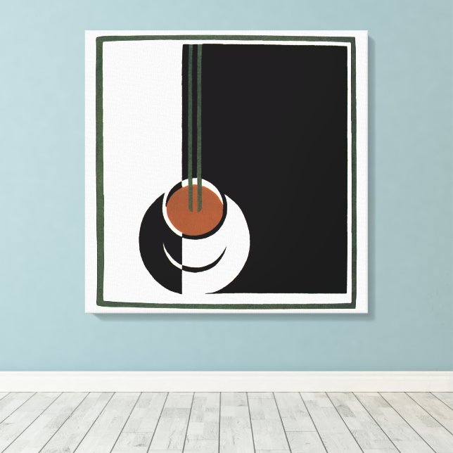 Art Déco vintage, tasse de café avec vapeur (Insitu (Plancher de Bois))