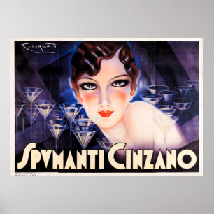 Art Déco vintage Vin Étincelé Publicité Poste