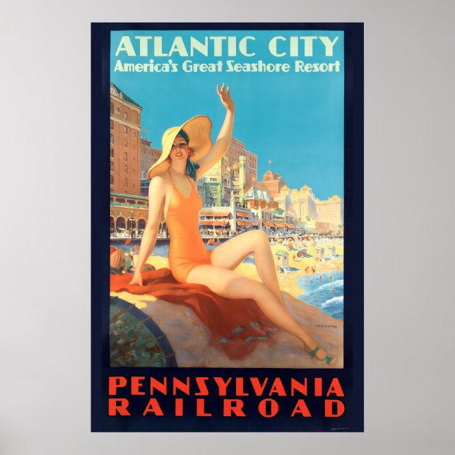 Art Déco vintage Voyage à Atlantic City (Devant)