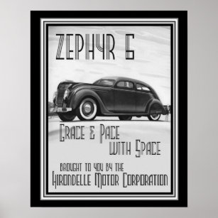 Art Déco vintage Zephyr 6 Ad 16x20