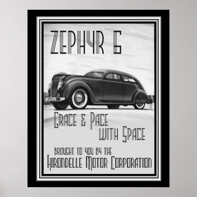 Art Déco vintage Zephyr 6 Ad 16x20 (Devant)