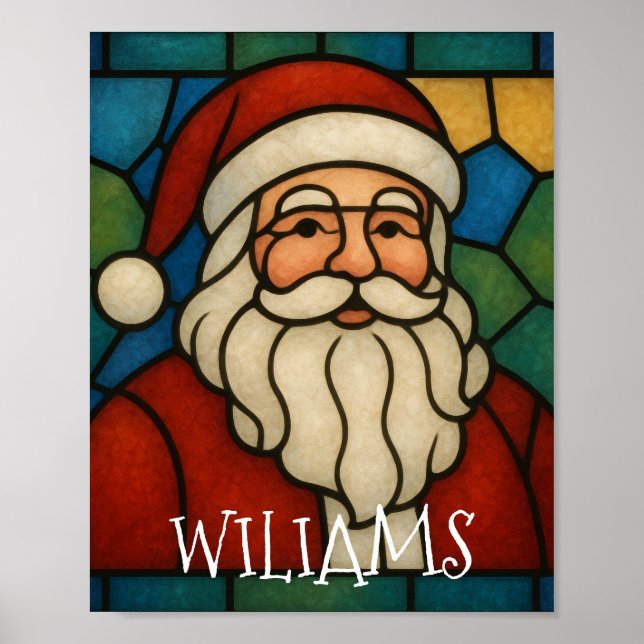 Art déco vitrail de Noël Santa personnalisé (Devant)