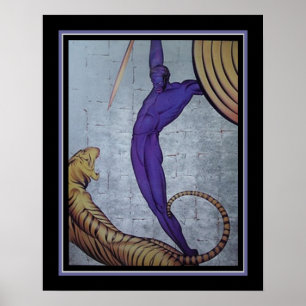 Art déco 'Warrior & Tiger' Impression par Major Fe