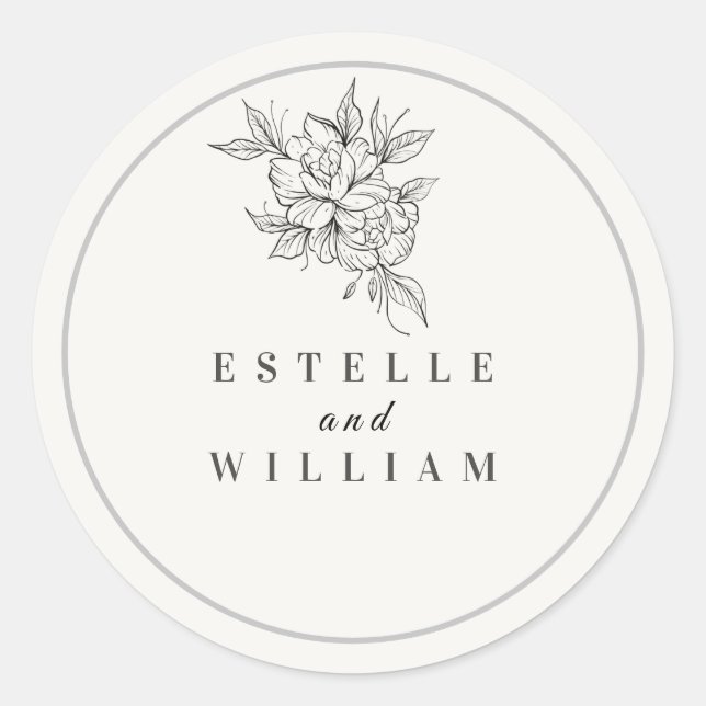 Art Deco Wedding Small Round Sticker | Elegant  (Devant)