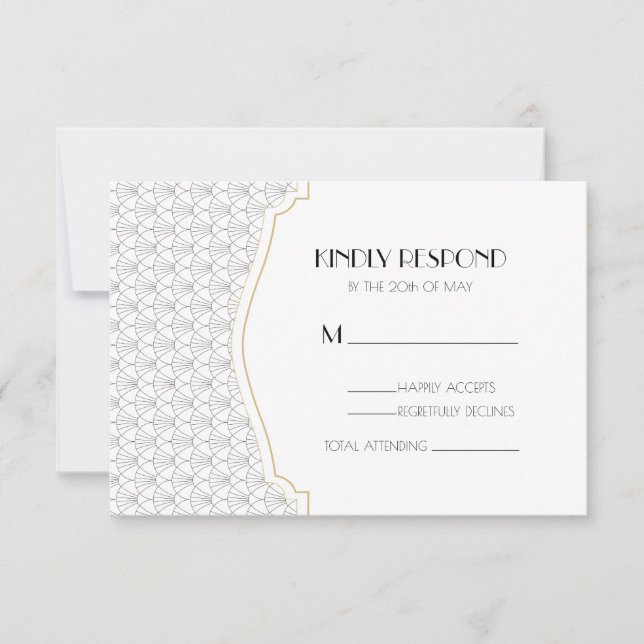 Art Déco White & Black Vintage Wedding Réponse (Devant)