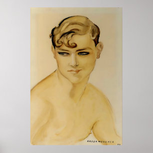 Art déco Young Man Bare Chesting" par Gerda Wegene