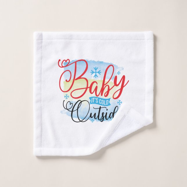 Art D'Hiver Bébé Il Fait Froid Dehors (Gant de toilette)