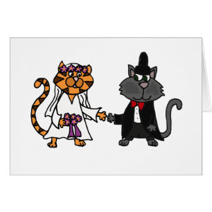 Art drôle de mariage de jeunes mariés de chats