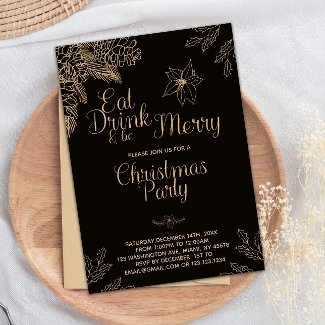 Art Eat Drink Be Joyeux Noël Party Invitation (Art Eat Drink and be Merry Christmas Invitations)