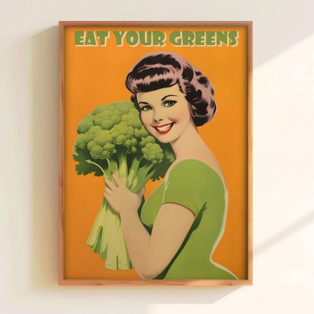 Art Eat Your Greens Poster Printable Funny Kitchen (Créateur téléchargé)