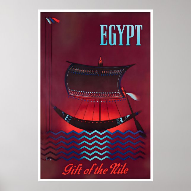 Art égyptien Affiche de voyage en Égypte Le Nil (Devant)