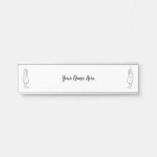 Art en ligne de chat minimaliste | Plaque de nom p