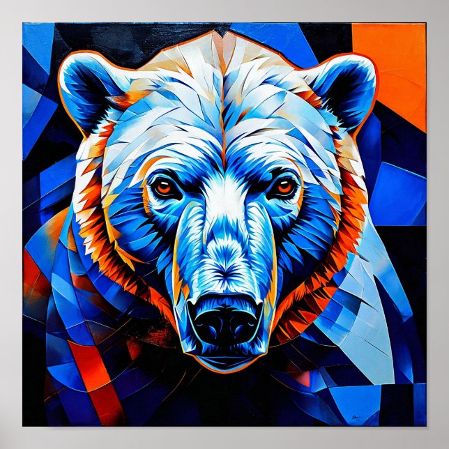 Art en mosaïque d'ours polaire Impression de décor (Devant)