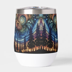 Art éthéré mystique avec des arbres et un ciel noc