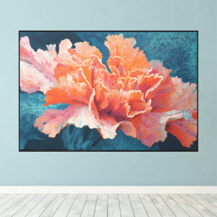 Art floral abstrait sur toile colorée